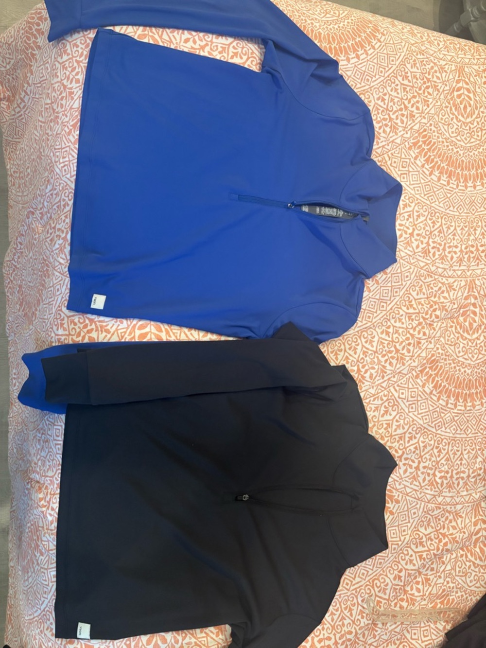 Vuori Long Sleeve Half-Zip Tops - Royal Blue & Black